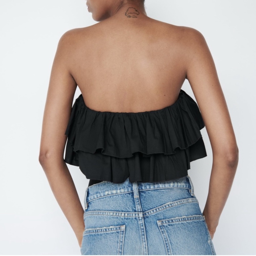 Zara Black Ruffle Bodysuit - Picture 2 of 5
